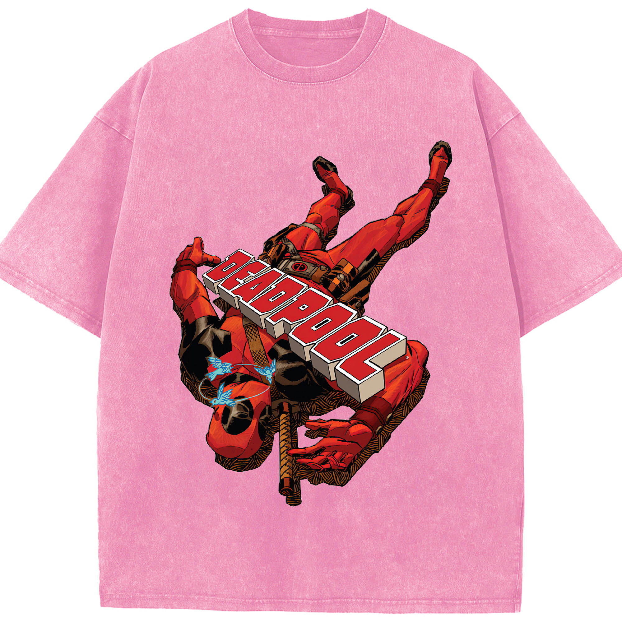 （画像用） Deadpool デッドプール 綿100% ヴィンテージ風 半袖Tシャツ（フロントプリント）